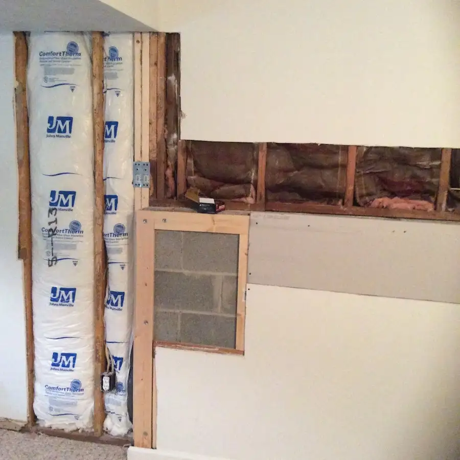 Wall insulation replacement during Basement Flood Cleanup in La Grange